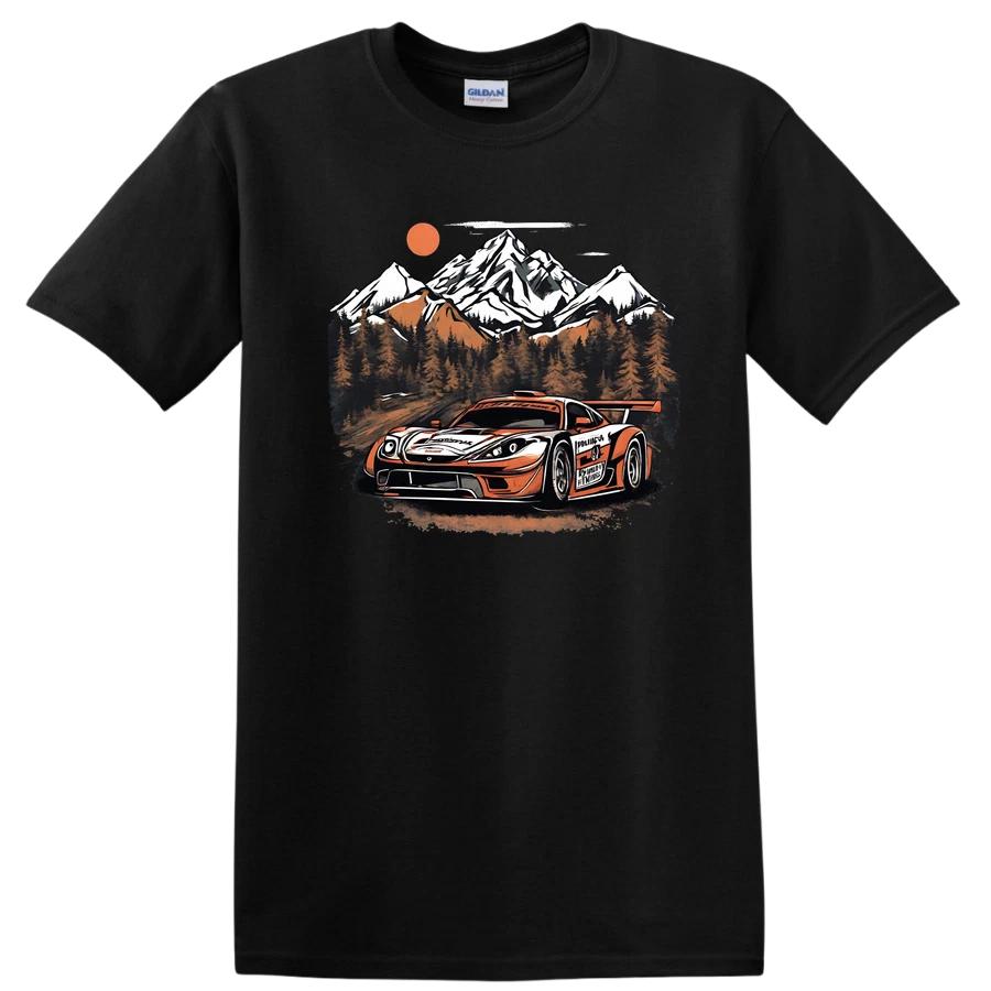 Racing Car Adventure T Shirt Mountain Scene Graphic Tee Off-Road Nature Drive XS