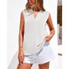 Blusa Estiva Casual da Lavoro da Donna Senza Maniche Scollo a V Rigate Raso Monocolore