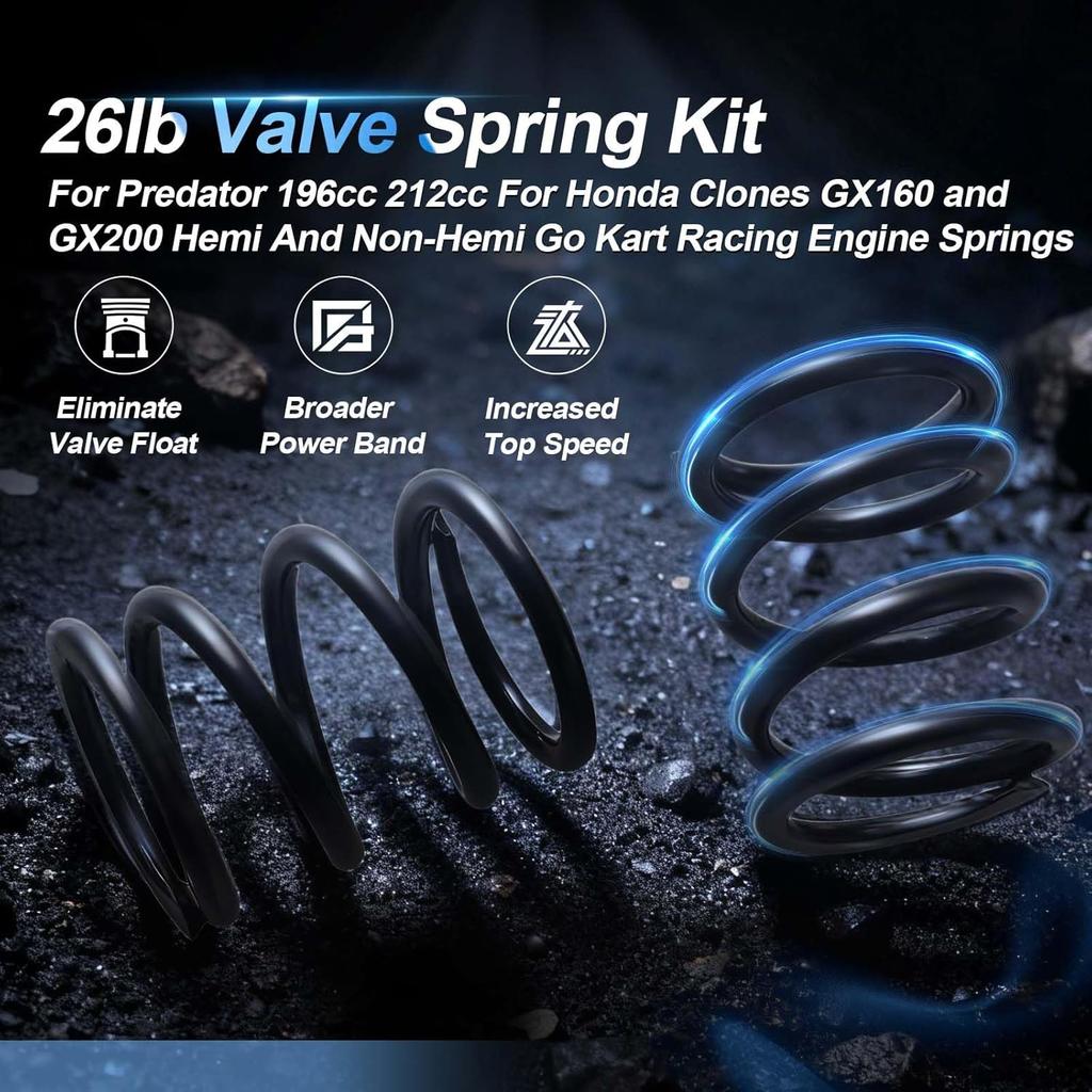 26lb Valve Spring Kit For Predator 196cc 212cc For Honda Clones GX160 and GX200 Hemi And Non-Hemi Go Kart Racing Engine Springs