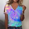 New Women's Clothing, Casual V-Neck Short Sleeve Regular Pullover Digital Printing Women's Top T-Shirt