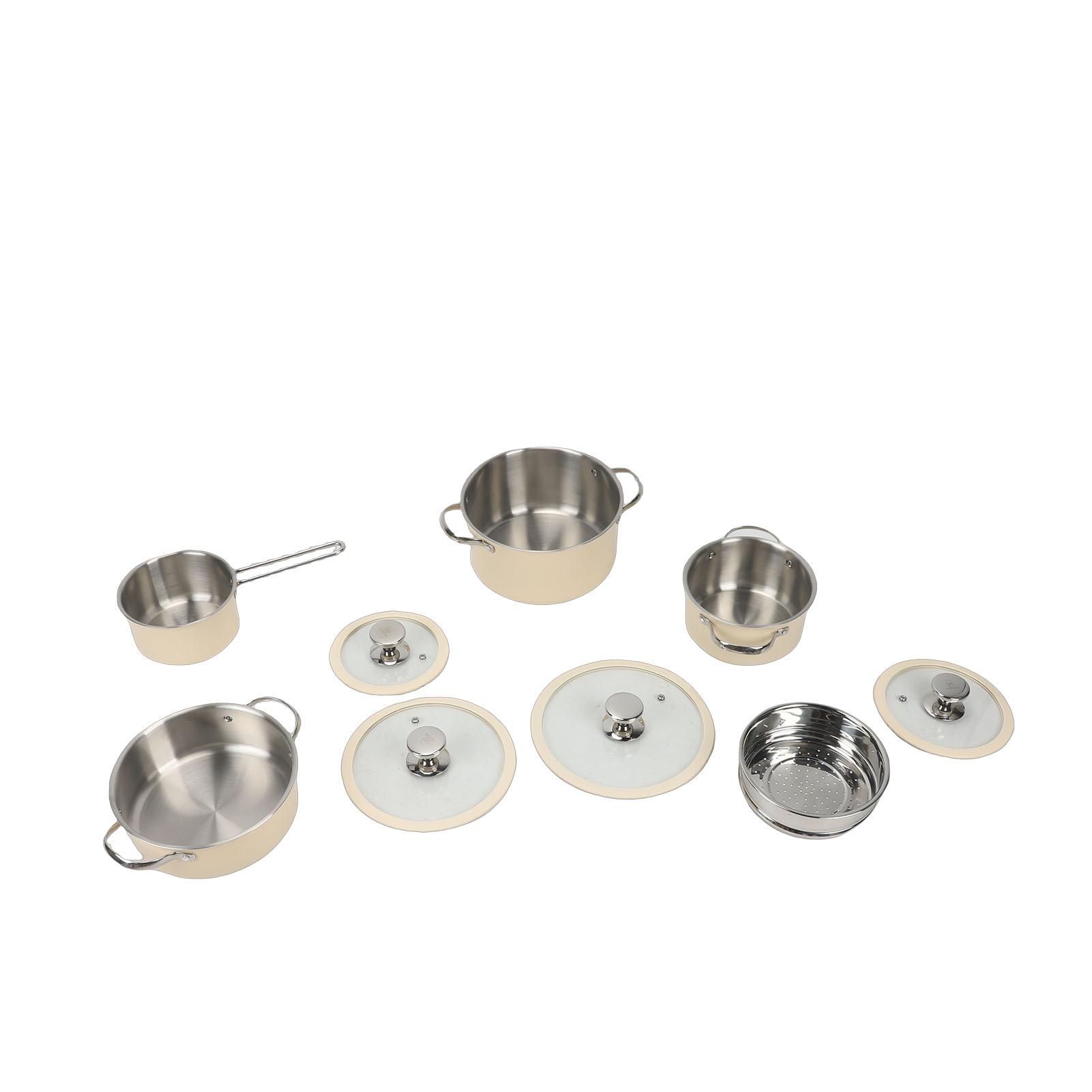 304 Stainless Steel Cookware Set Saucepan Steaming Pot Soup Pot Thickened Bottom Non Stick Ceramic Coating for Induction Cooker Gas Stove