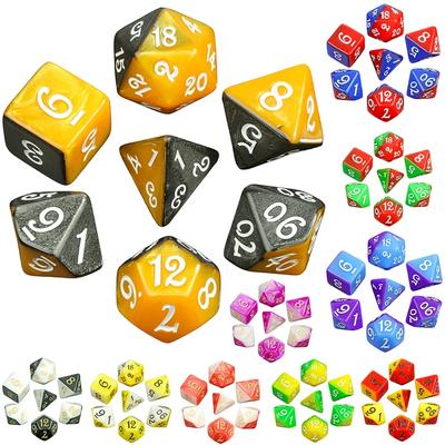 Double Color Dice Polyhedral Digital Dice Set Multi-Color for Boardgame As Gift Entertainment 7 Dice -D4 D6 D8 D10 D12 D20 D%