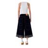 American Retro Patchwork Raw Edge Wide-Leg Culottes for Women