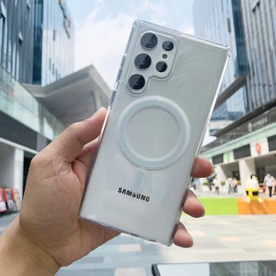 Original Magsafe Magnetic Phone Case For Samsung Galaxy S25 S24 Ultra S23 FE S22 Plus Wireless Charging Shockproof Clear Cover