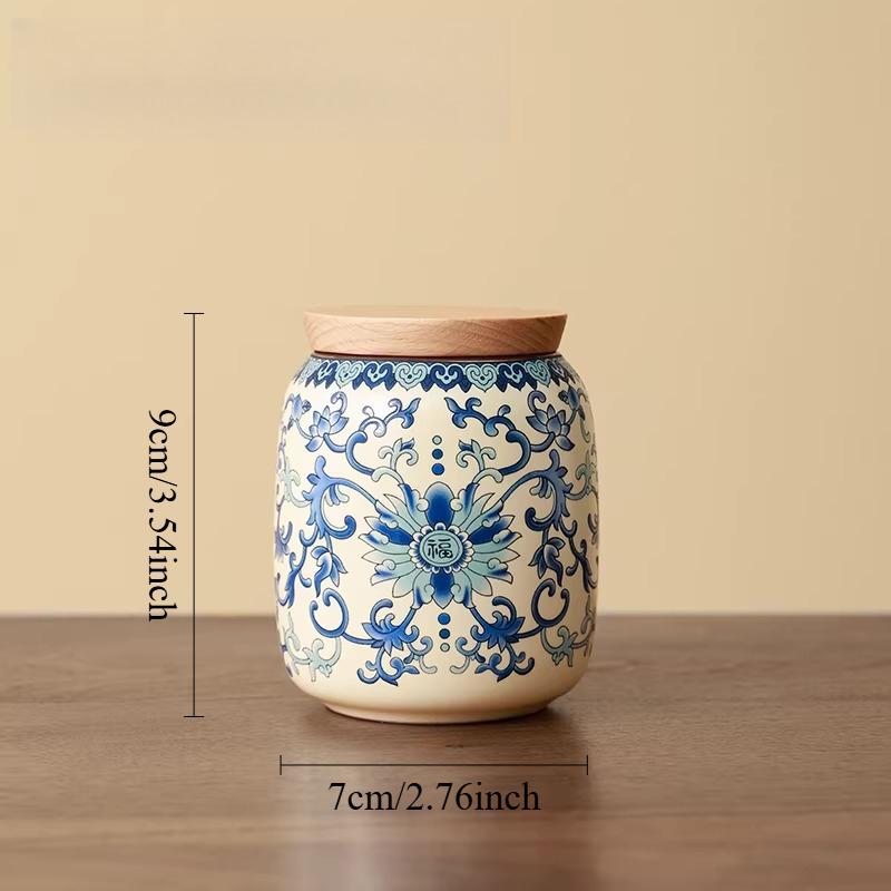 

200ml Ceramic Ru Kiln Tea Jar Small Portable Sealed Tea Can Household Blue and White Moisture-proof Tea Can Teaware Accessories синий
