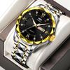 Men's Luminous Waterproof Quartz Watch with English-Chinese Calendar and Rhombus Case