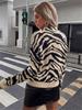 Herbst Essential Locker Geschnittener Zebra Strickpullover Damen lässig,Damen,Oversized,Pullover,Strick
