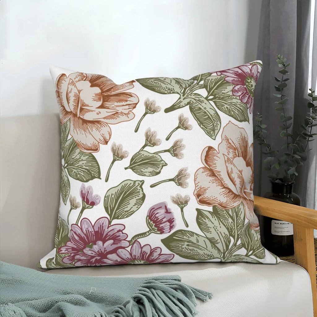 Pink Floral Home Decor Spring Flower Pillowcase Living Room Wedding Pillowcase Sofa Square Cushion Cover