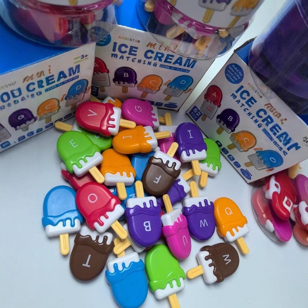 Montessori Ice Cream Letter Matching Toy - Color & Word Recognition for Early Education Kids