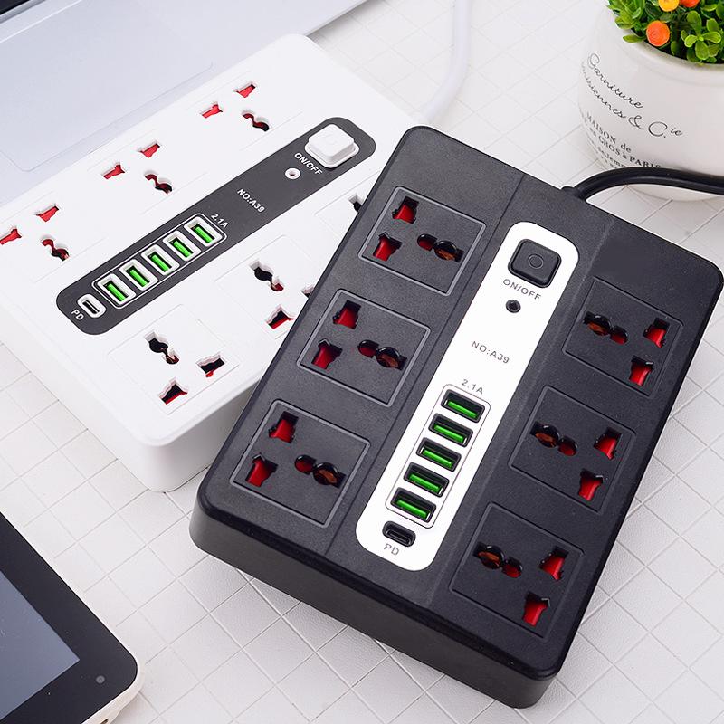 Multi-port USB Power Strip with Extension Cord and UK Plug for Home Use