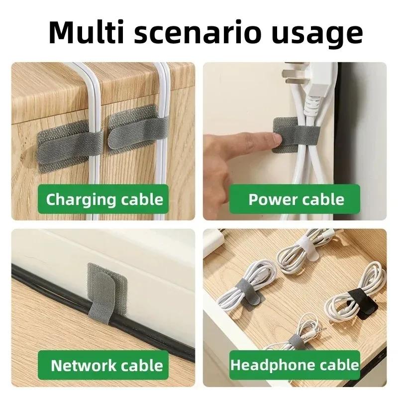 Reusable Cable Ties Fastening Wire Organizer Cord Rope Holder Desk Management Self Adhesive Adjustable Cord Organizer Straps