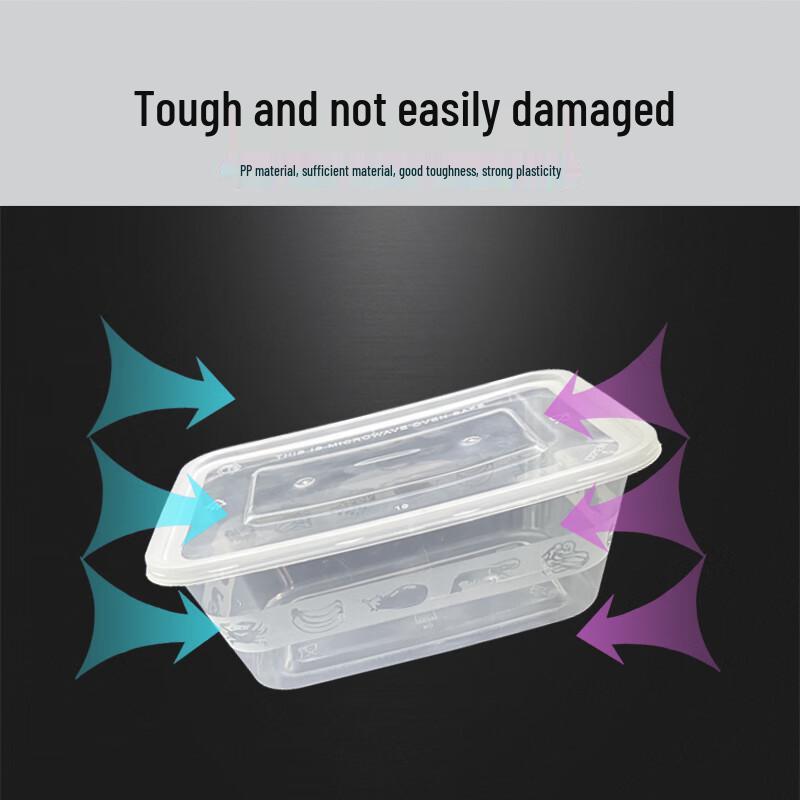 Transparent Disposable Square Takeaway Meal Box with Lid