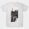 Herren Schwarzes T-Shirt mit Aufdruck Sieben Samurai No-Cut Transferpapier Druck Baumwoll-T-Shirt