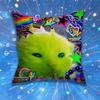 Cute Funny Rainbow Alien Cat Pillow for Sofa Seat Chair Decorative/Modern Home Decor Print Throw Cushion