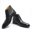 Fashion Luxury Genuine Leather Boots Handmade Retro Printing Shoes Men's Lace Up Top Cow Leather Business Casual Trendy Party Warm Boot