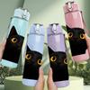 1PC Solid Black Cat Simple Pet Portrait 750ml Color Plastic Sports Water Bottle Leakproof Flip Straw Lid Suitable for Sports Office Home Use