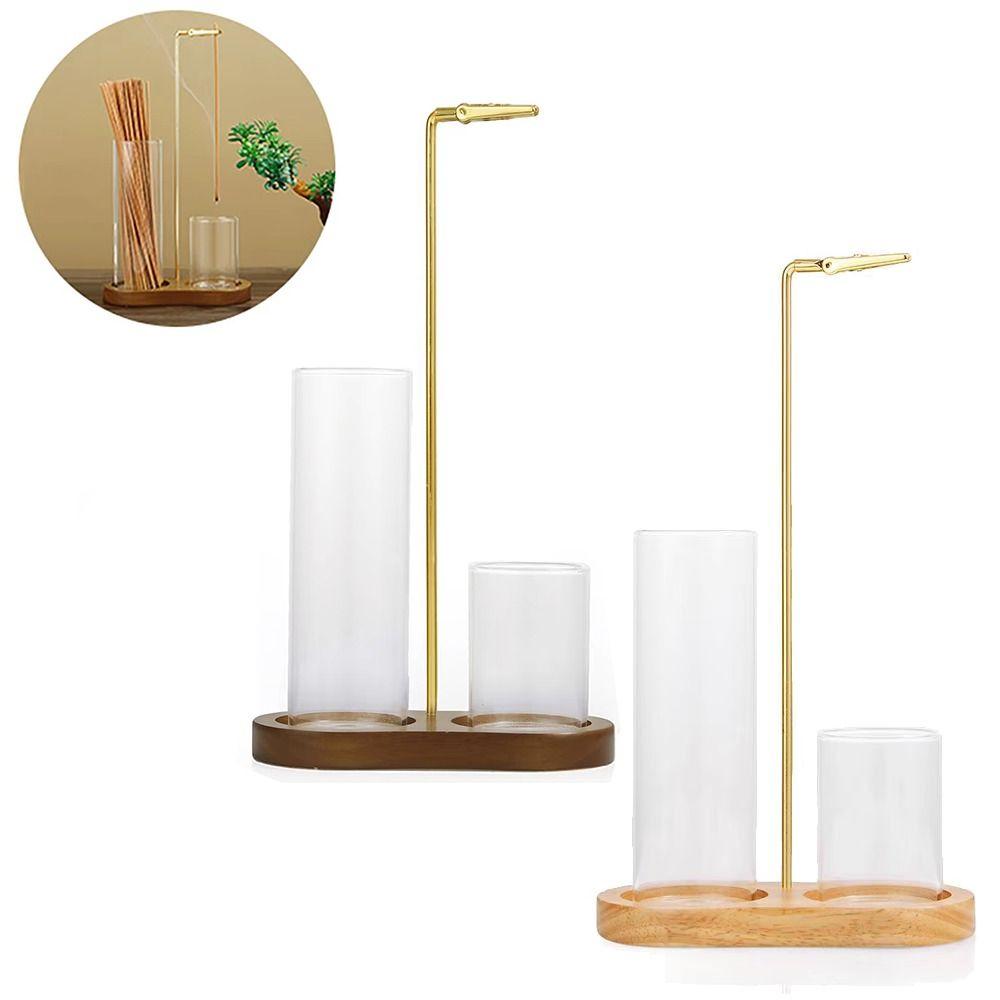 Wooden Base Incense Burner for Sticks Removable Glass Incense Candle Stand  Meditation