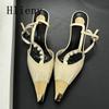 Sexy Metal Pointed Toe Stiletto Sandal Women Luxury Pearls Strap Buckle Designer High Heels Party Prom Shoes Summer Women Pumps