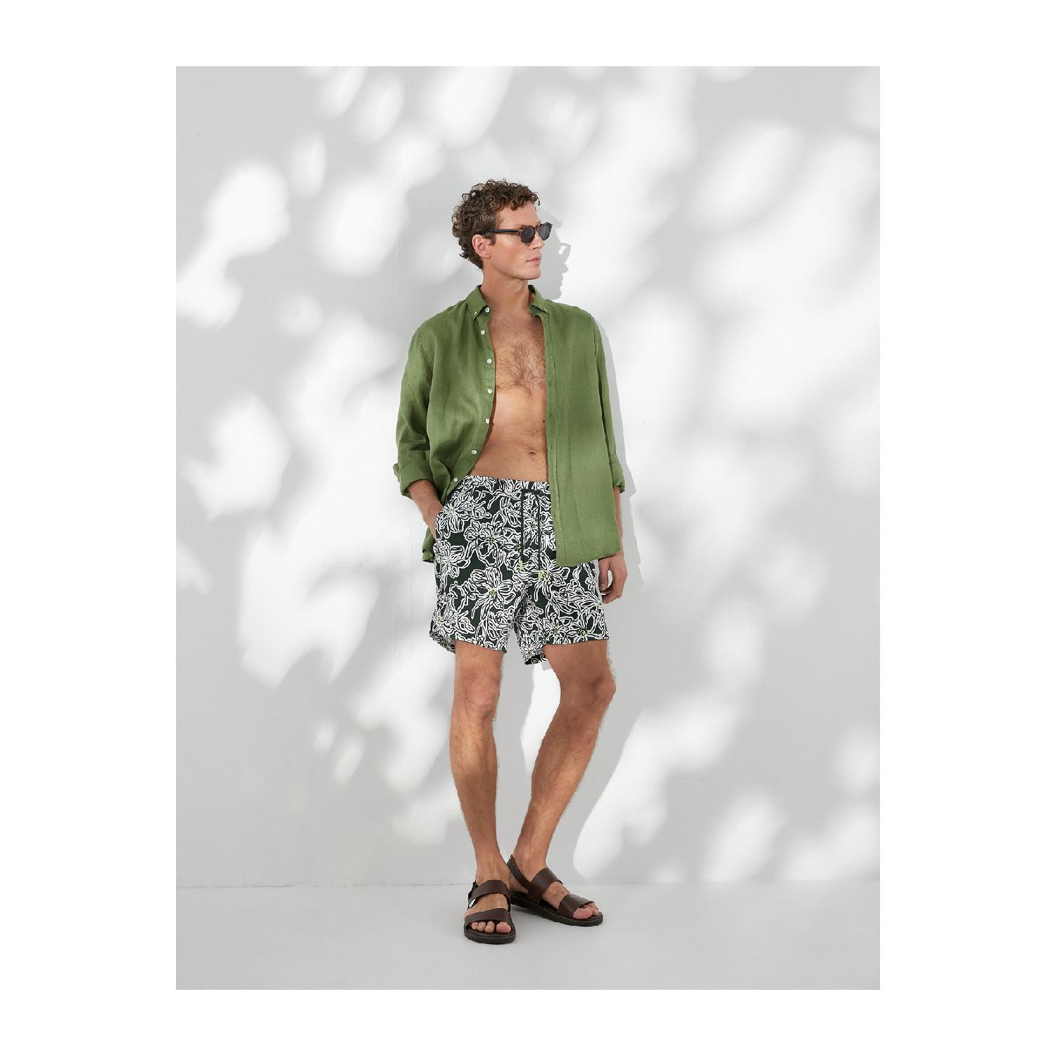 

Swim Shorts Floral Lace Waist Pocket M зелений