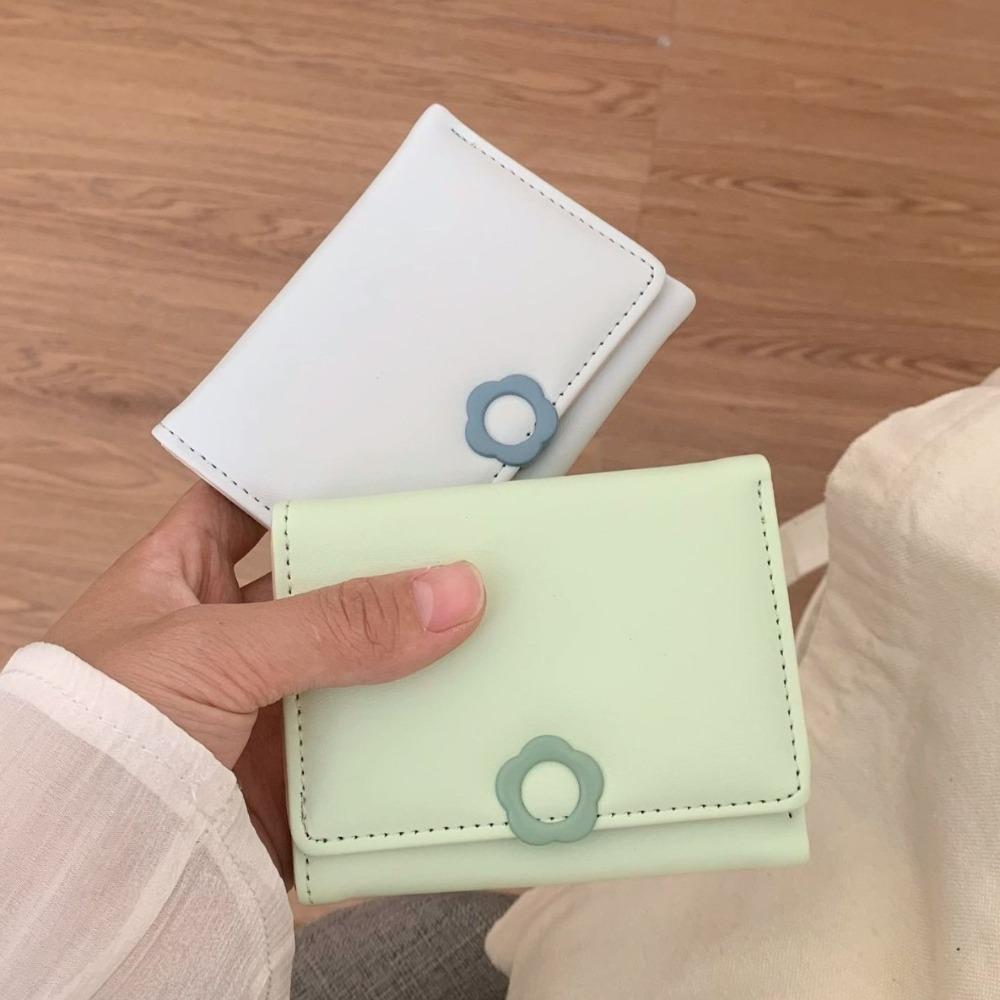 Multi-card Folding Purse Pu Leather Card Holder Portable Tri-Fold Wallet  Ladies