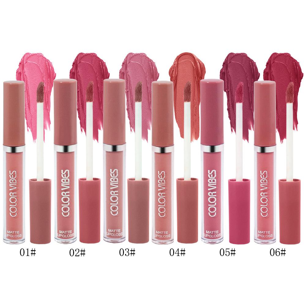6-color Matte Lip Gloss Set Non-stick Cup Lip Glaze Fixed Lipstick Nude Lip Gloss Waterproof Gift Set