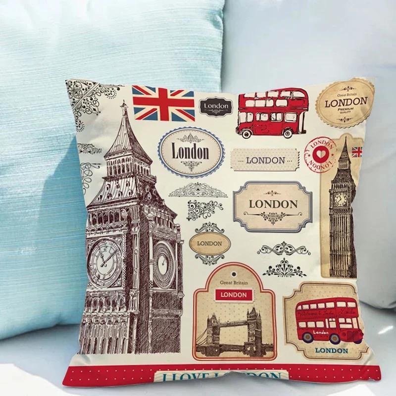 British Style London Cushion Covers Pillow Cases Decorative Sofa Cushions Sleeping Pillows Room Decor Pillowcases Cover