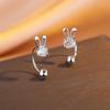 Diamond Rabbit Earrings Female Versatile Design Cute Animal Sweet Fashion Screw Cap Earrings