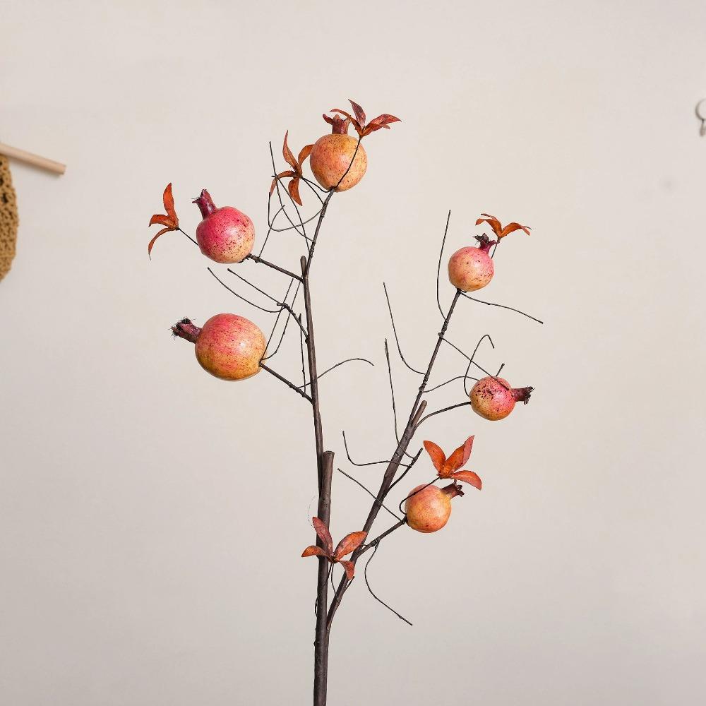 6 плодов Искусственные ветки граната Пластиковые Реалистичная имитация плодов граната Ручная работа Пенопластовые плоды Ветки розовый