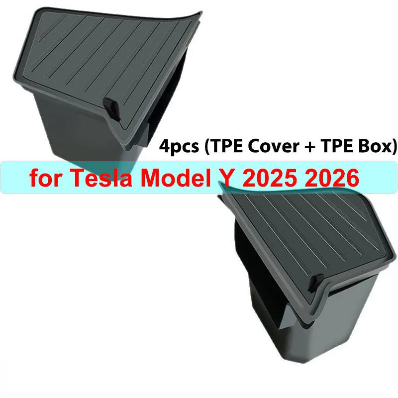 Model Y Launch 2026 Rear Trunk Side Storage Box For Tesla Y Juniper 2025 Organizer Suede Anti-dirty Car Travel Accessories