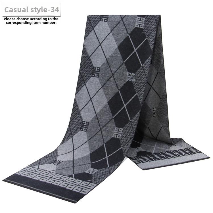 Men's Autumn & Winter Plaid Imitation Cashmere Scarf - Warm & Thick Custom Design