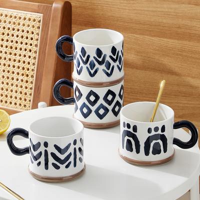 Japanese Hand-Painted Ceramic Mug Home Office Coffee Cup Milk Cup Large Capacity Breakfast Cup Oat Cup