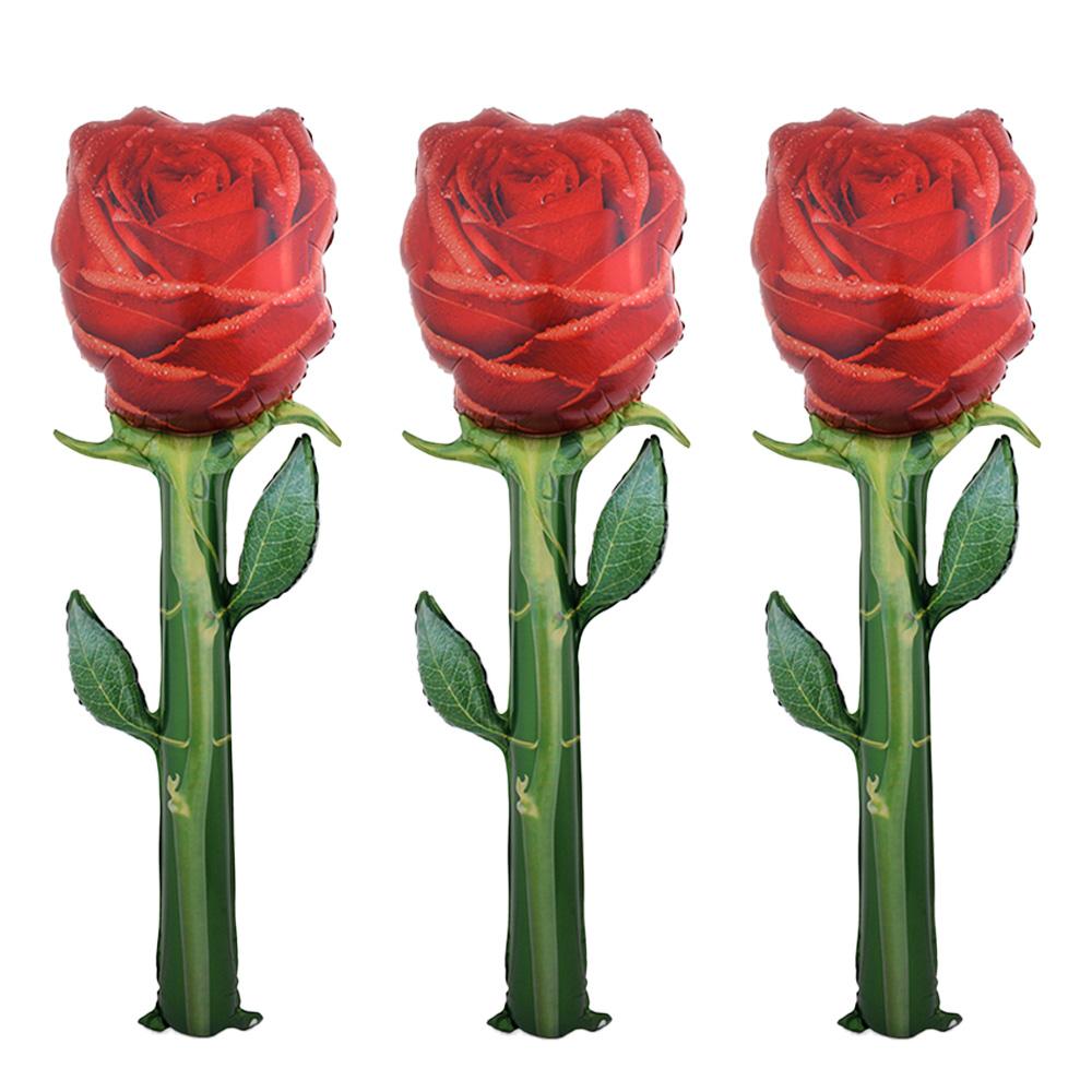 1 Artificial Rose Flower, 1 Large Rose Aluminum Foil Balloon, Suitable for Valentine's Day, Birthday Parties, Confession and Proposal, Wedd