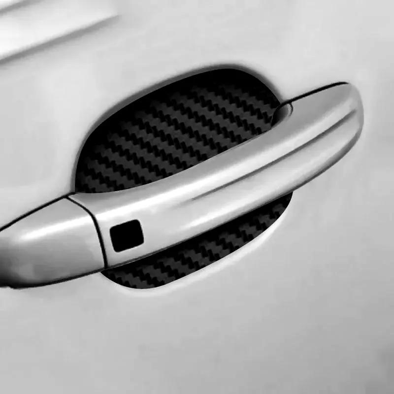 4 sztuk/zestaw Car Styling listwy naklejki naklejki na drzwi samochodu z włókna węglowego odporne na zarysowania pokrywa Auto uchwyt folia ochronna części