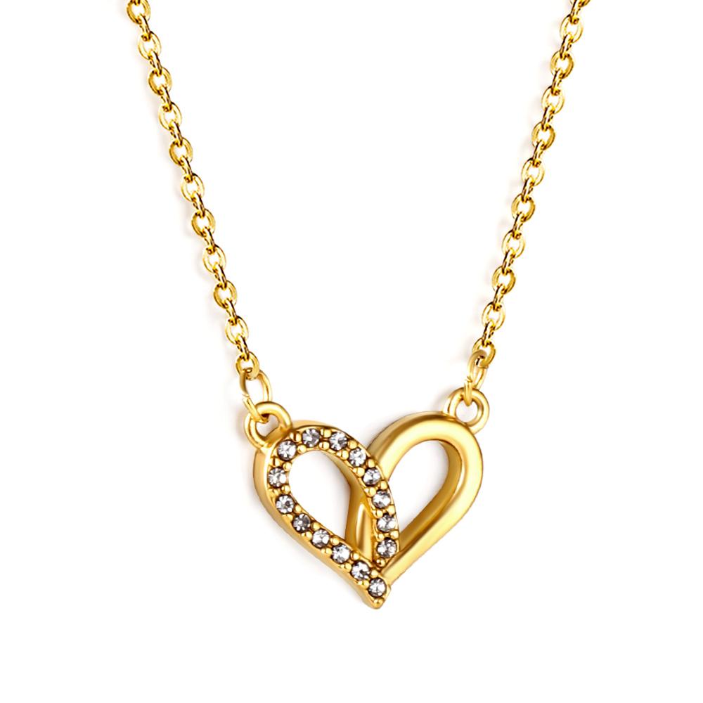 Fashion Jewelry Stainless Steel Non Tarnish 18k Gold Plated Heart Shaped Multiple Styles Pendant Necklace for Women