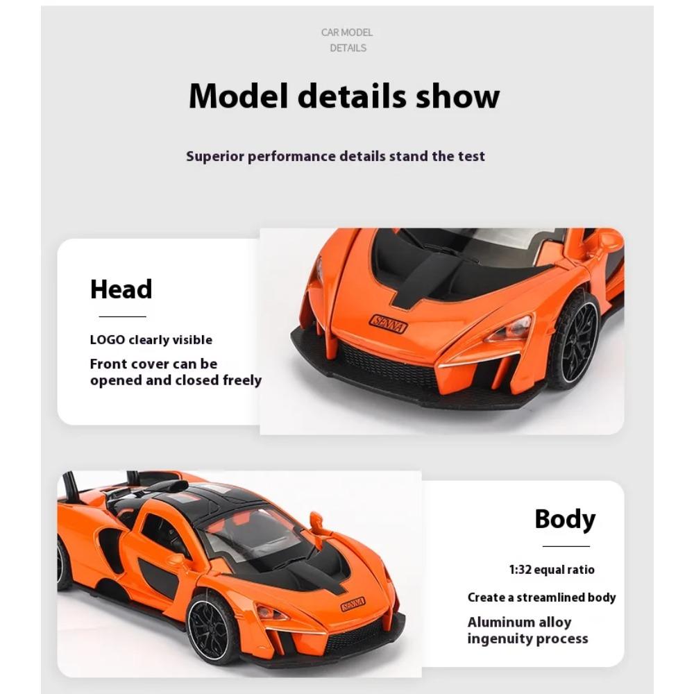 1/32 McLaren Senna Alloy Car Model Diecasts Metal Toy Vehicles Model Simulation Sound and Light Collection Kids Birthday Gifts