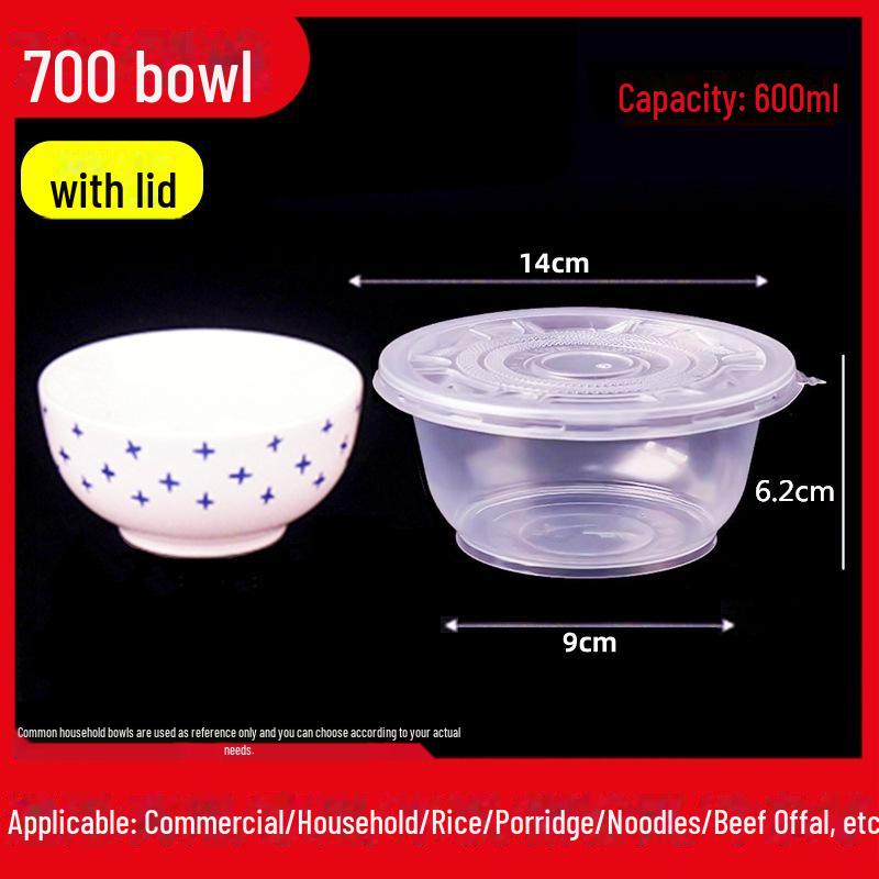 Round Disposable Plastic Bowl with Lid for Fresh-Keeping