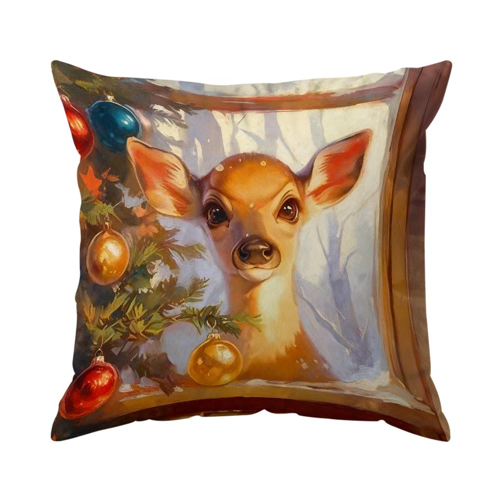 Christmas Theme Cushion Pillowcase Printed Polyester 40/45/50Cm Throw Pillowcover Decor Sofa Cushion Pillowslip Home Decor