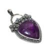 Pendentif en Argent Sterling 925 avec Pierre Précieuse Améthyste Naturelle - Design Floral Fait Main, Bijou à Porter au Quotidien, Pendentif Unique Cadeau Pour l'Amour