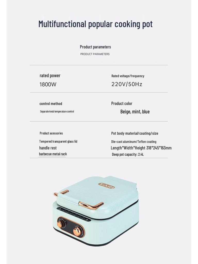 Multifunctional Double-Sided Non-Stick Electric Pancake Maker and Crepe Pan