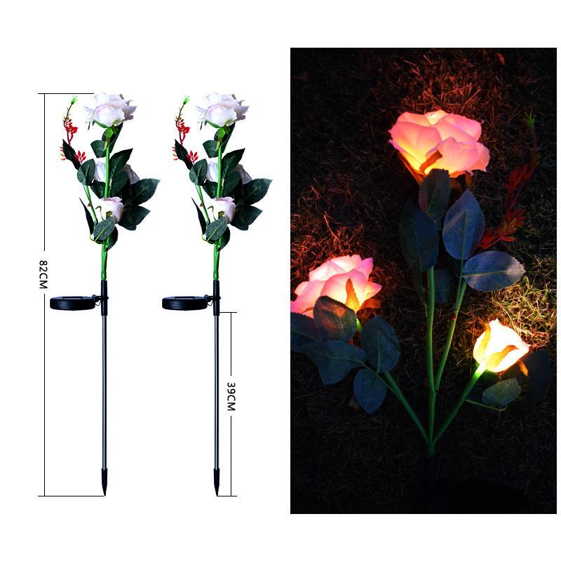 Rose Solar Garden Light Outdoor Waterproof LED Garden Light Simulated Rose Flower Branch Lawn Night Lamp Landscape Home Decor