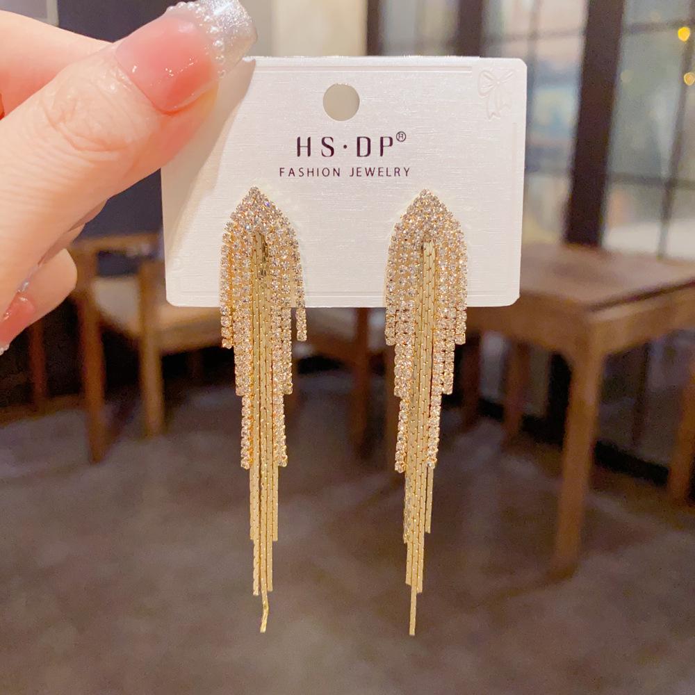 Elegant Geometric Zircon Tassel Earrings - Stylish, Light, Versatile Fashion Accessories