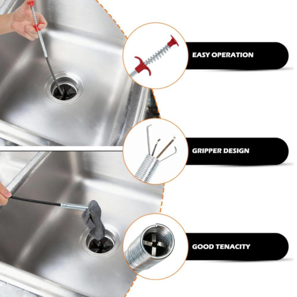 Flexible Design Pipeline Dredging Tool Spring Grip Sewer Cleaning Picker Kitchen Sink Cleaning