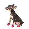 4Pcs Cozy Anti-Slip Pet Dog Shoes Anti-Scratch Adjustable Drawstring Dog Booties Thick Grip Waterproof Dog Boots for Puppy