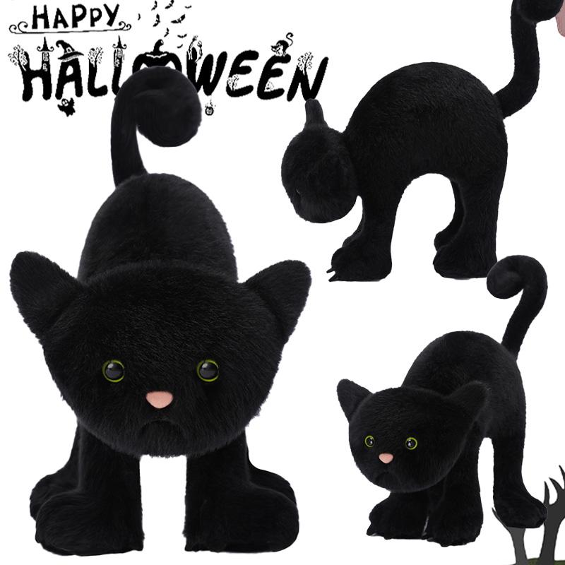 Halloween Black Crow Stuffed Bird Doll Halloween Black Cat Owl Wear Hat Plushie Toy Halloween Gifts Children's Birthday Gift