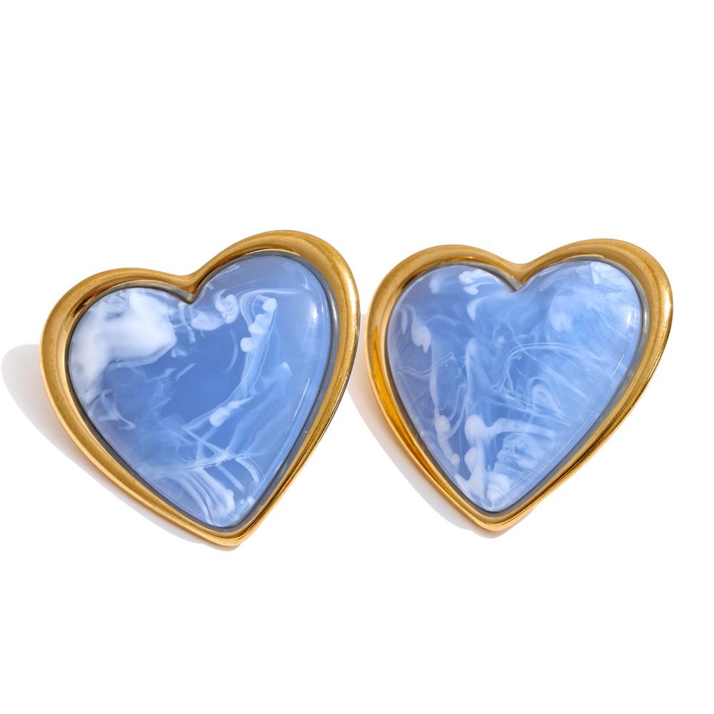 

Yhpup 6 Multi Color Acrylic Resin Heart Love Candy Stud Earrings for Women Stainless Steel Charm Fashion Jewelry Gift Waterproof синий