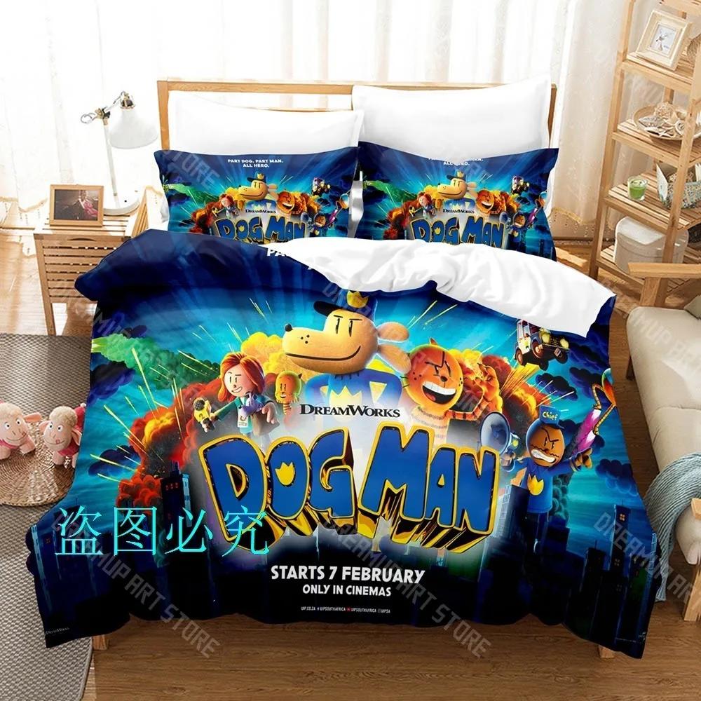 3D Print DOG MAN Cartoon Bedding Set Single Twin Full Queen King Size Bed Set Adult Kid Bedroom Duvetcover Sets
