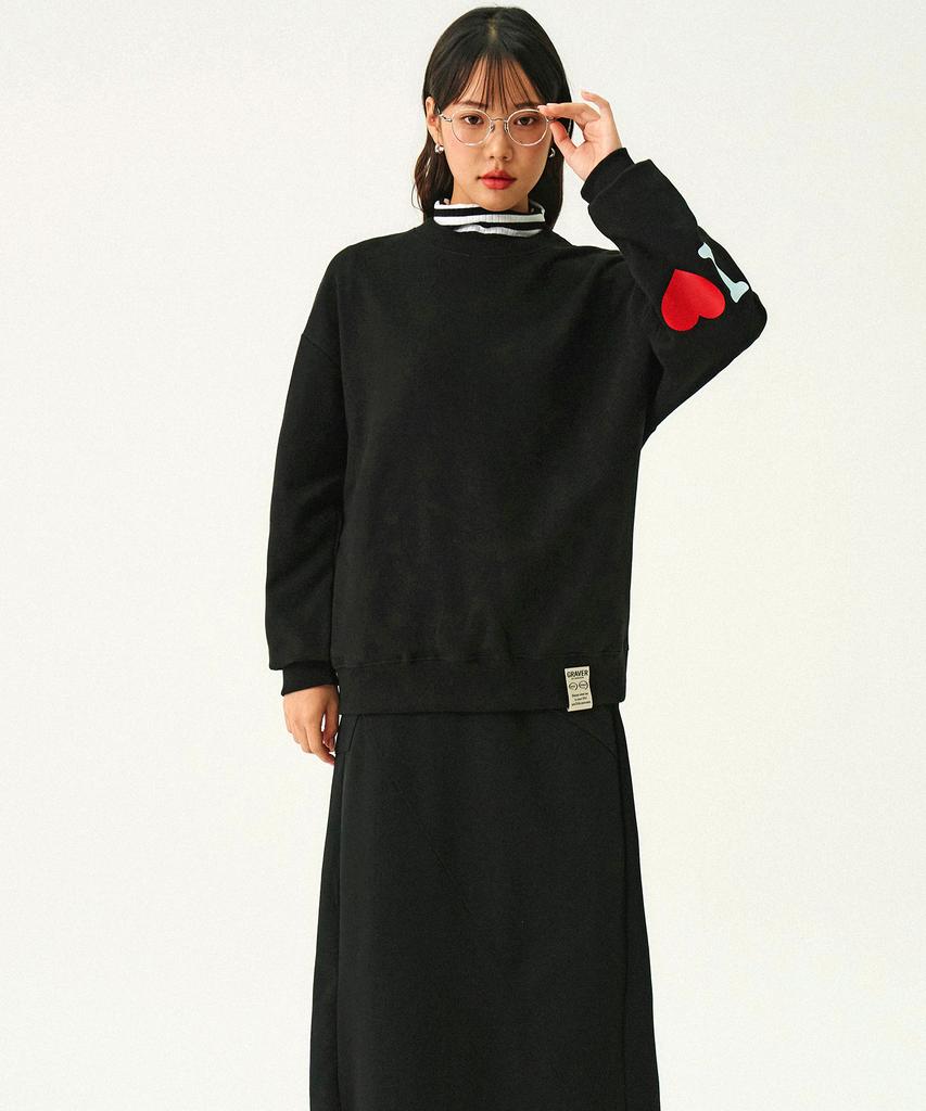 GRAVER [Unisex] Elbow I Love Bear Sweatshirt_Black