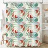 Vintage Style Shower Curtain with Floral Print for Bathroom Decor Red White Green Blue Colorful Design Shower Panel Curtain Wate
