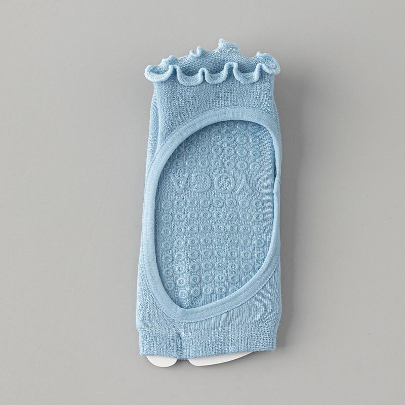 Ladies' Summer Breathable Backless Toe Exposed Cotton Yoga Socks with Anti Slip Silicone Polka Dot Breathable Dance Pilates Yoga Socks