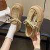 Retro fringed beaded loafers women's autumn 2025 new suede comfortable soft muffin sole casual shoes